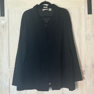 Joanna Plus collared top full front zipper black womens size 2X